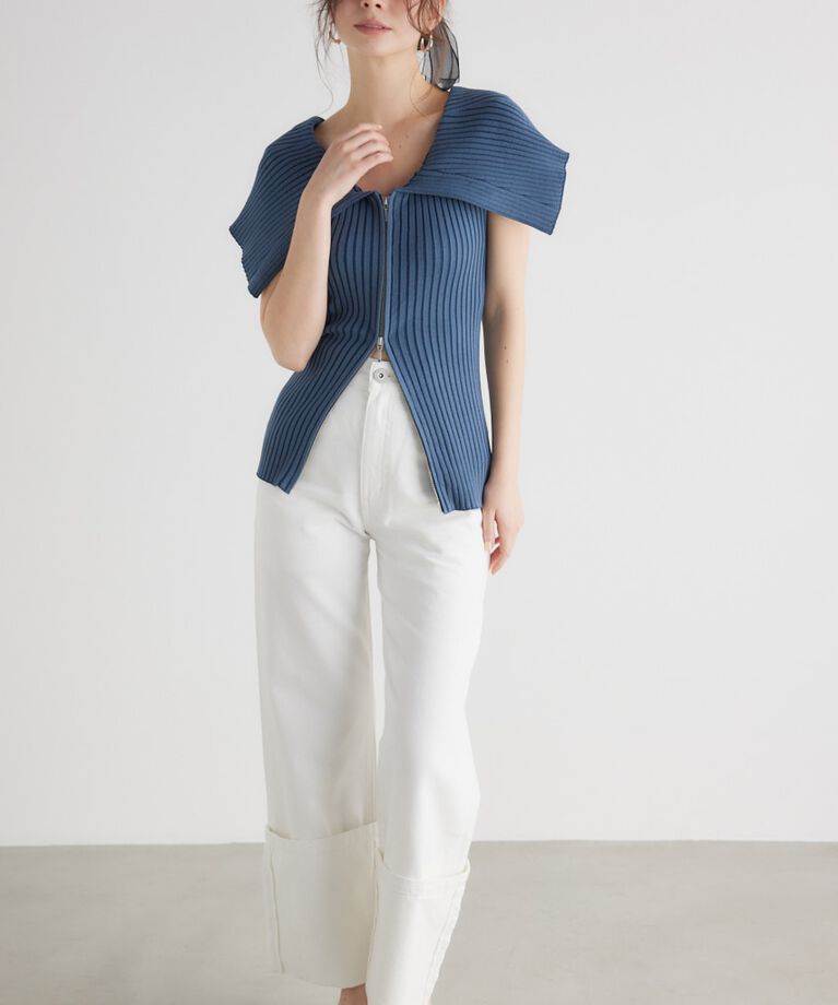 rienda「BIGカラーオフショル Knit TOP」|ニット・セーター|