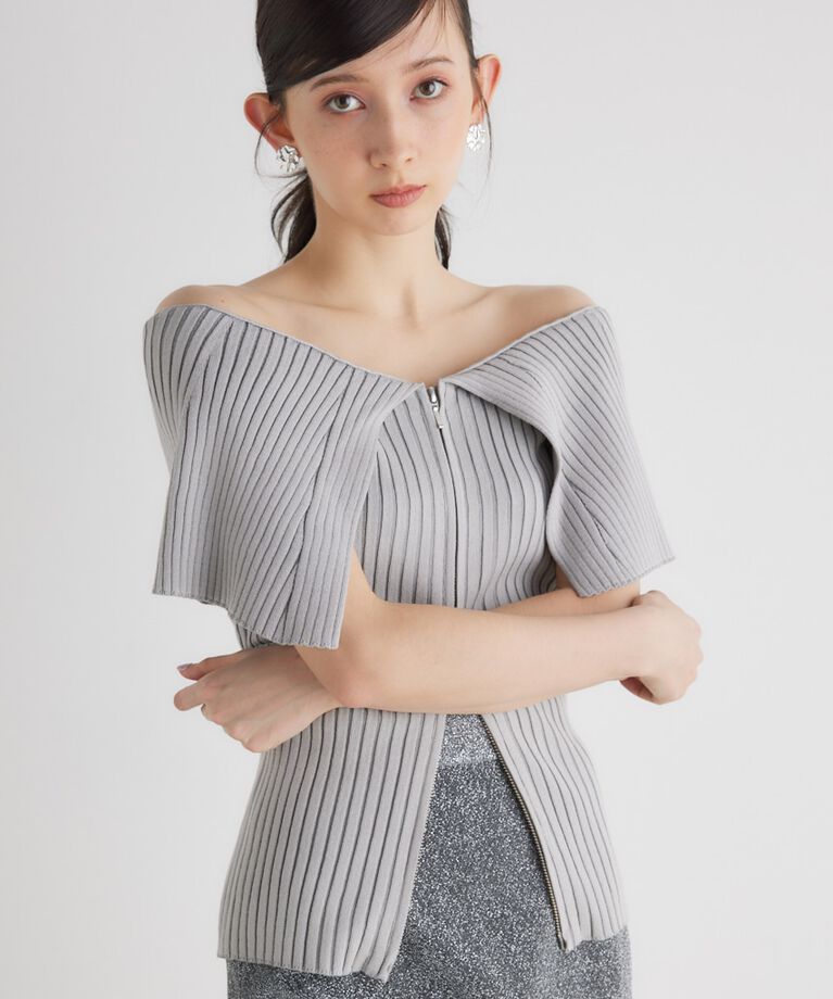 rienda「BIGカラーオフショル Knit TOP」|ニット・セーター|