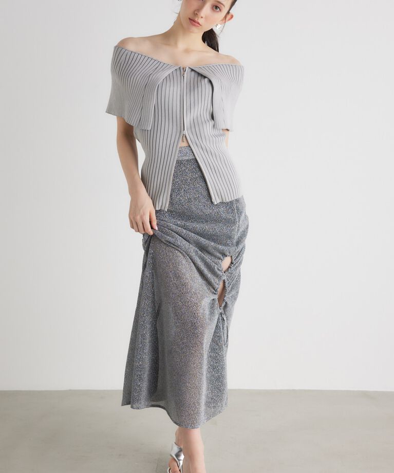 rienda「BIGカラーオフショル Knit TOP」|ニット・セーター|
