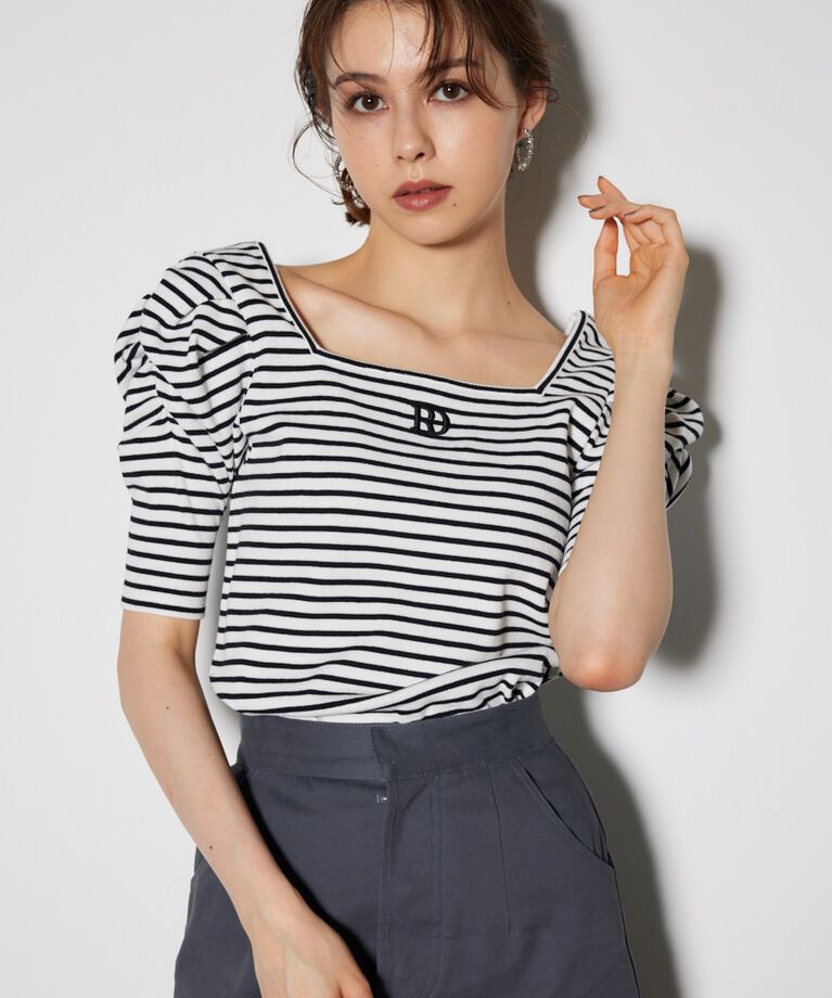 rienda「パフショルダーTシャツ」|Tシャツ・カットソー|Multi_1
