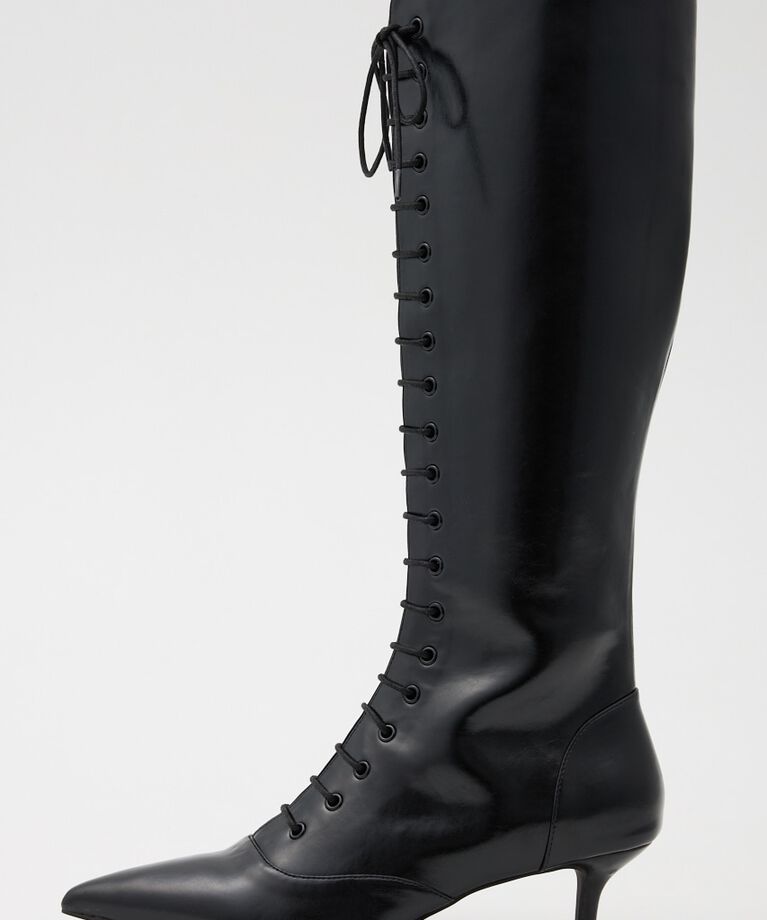 rienda「フロントレースアップロングブーツ」|その他|BLK