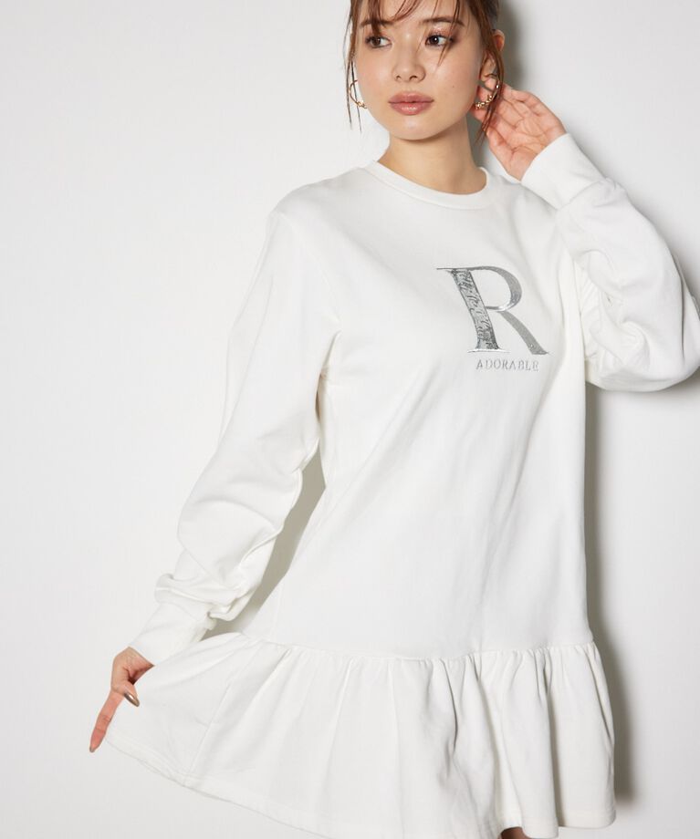 rienda「ティアードフリルスウェットミニワンピース」|ワンピース|