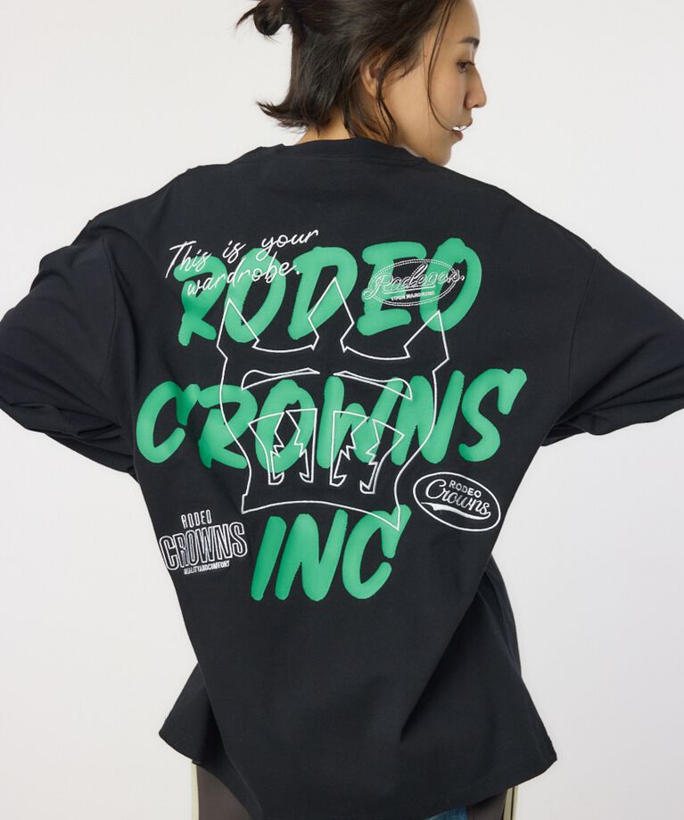 RODEO CROWNS「BACK SKETCH LOGO ロングTシャツ」|Tシャツ・カットソー|BLK