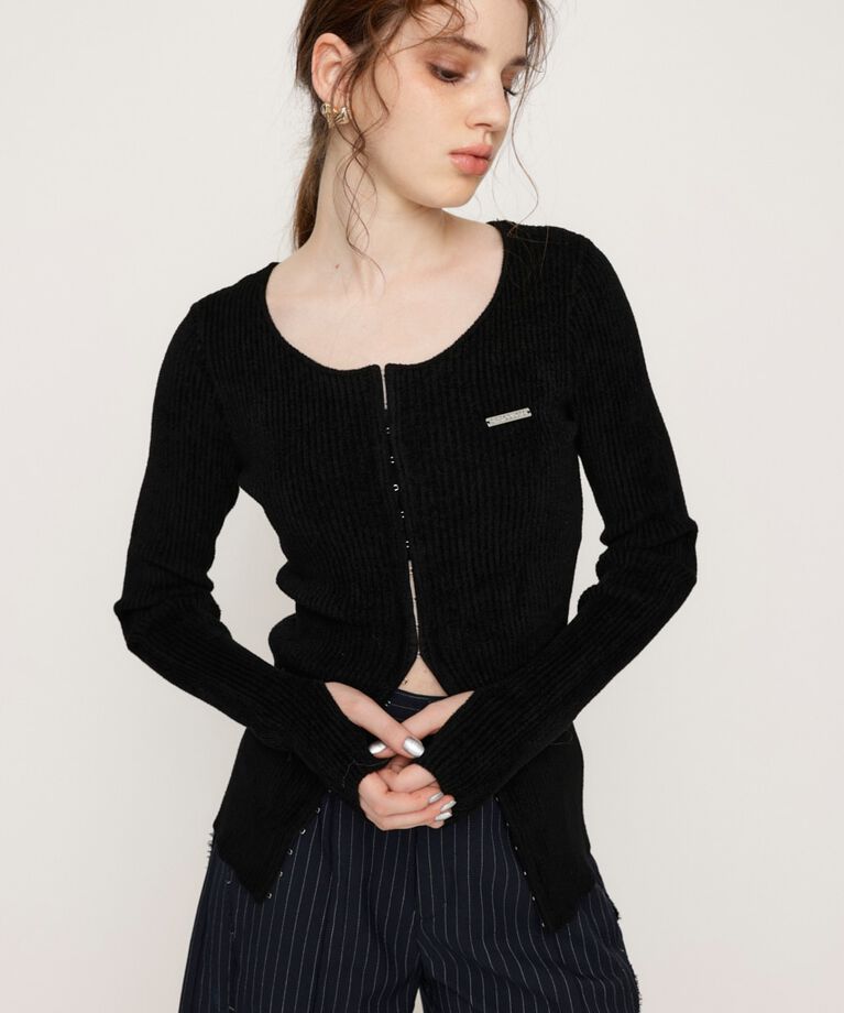 SLY「FRONT HOOK MOLE YARN トップス」|ニット・セーター|