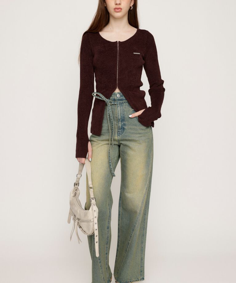 SLY「FRONT HOOK MOLE YARN トップス」|ニット・セーター|
