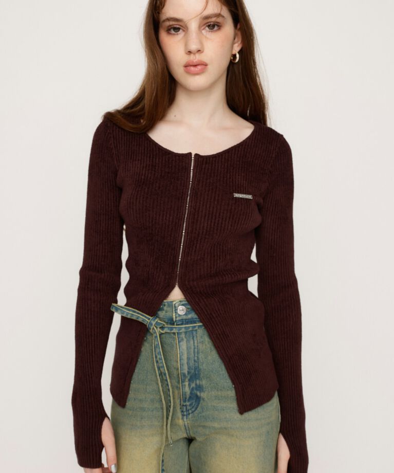 SLY「FRONT HOOK MOLE YARN トップス」|ニット・セーター|
