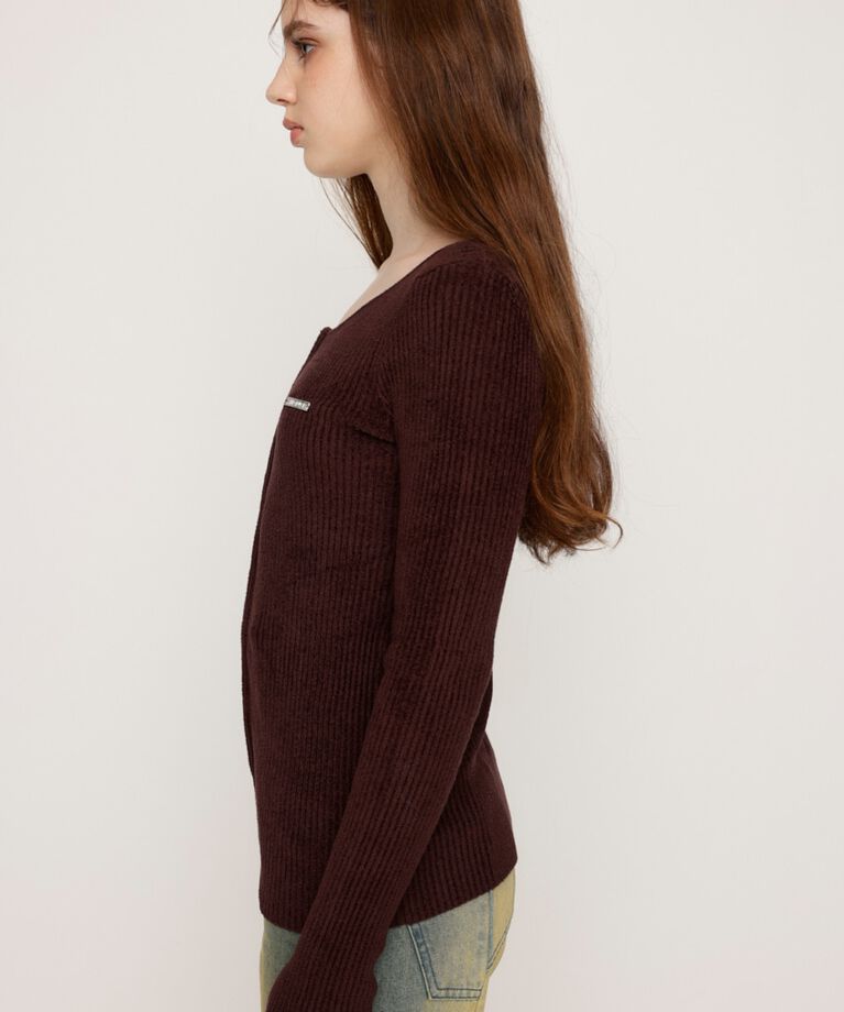 SLY「FRONT HOOK MOLE YARN トップス」|ニット・セーター|