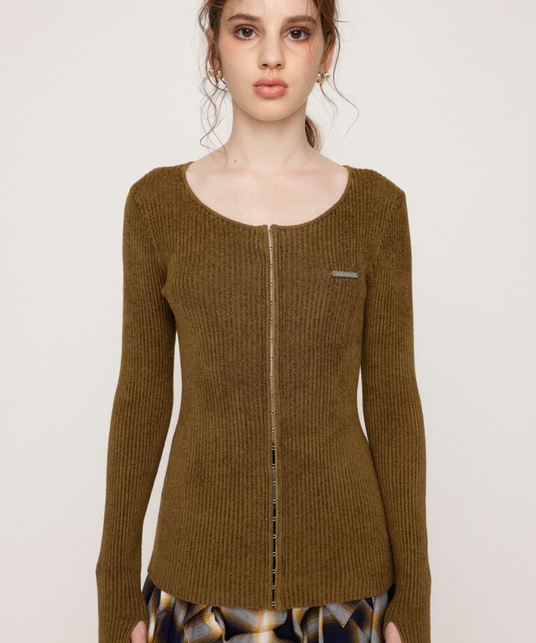 SLY「FRONT HOOK MOLE YARN トップス」|ニット・セーター|