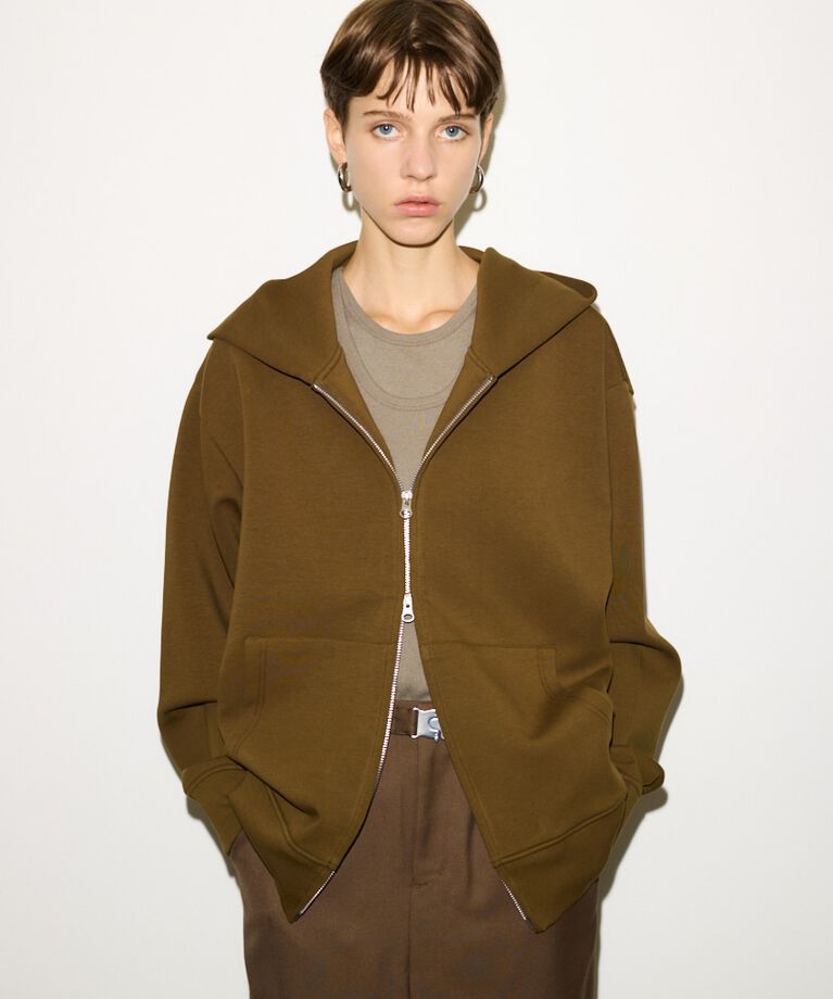 SLY「DOUBLE KNIT ZIP パーカー」|パーカー|BRN
