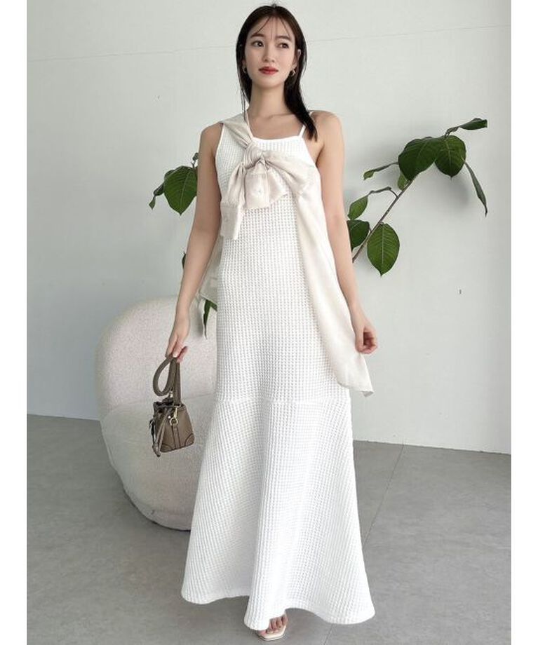dazzlin「【WEB限定】ワッフルアシメマーメイドワンピース」|ワンピース|オフホワイト