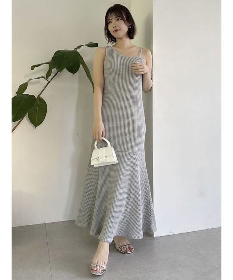 dazzlin「【WEB限定】ワッフルアシメマーメイドワンピース」|ワンピース|グレー