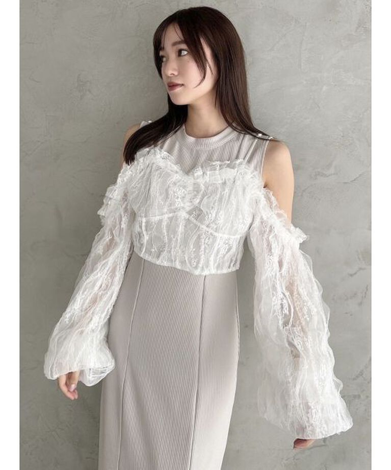 dazzlin「コルセットチュールビスチェ付カットワンピース」|ワンピース|