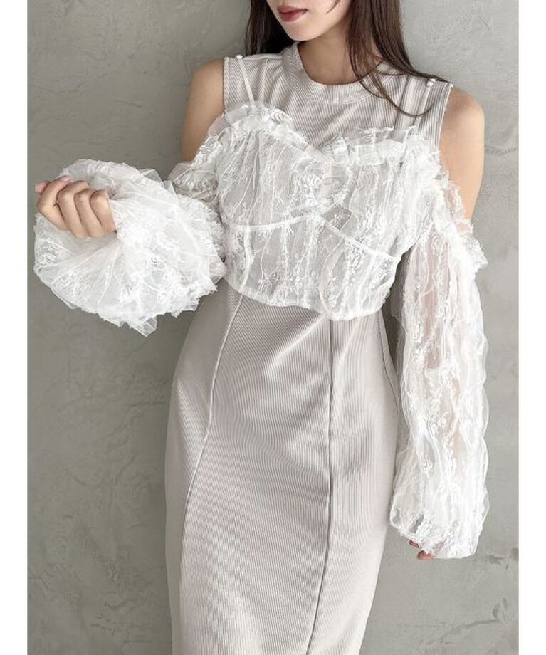 dazzlin「コルセットチュールビスチェ付カットワンピース」|ワンピース|