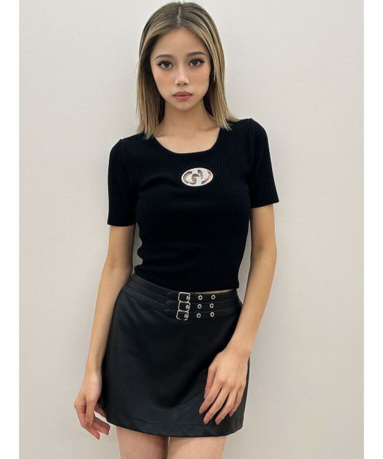 GYDA「GD bijou MOLDハーフスリーブニットトップス」|ニット・セーター|