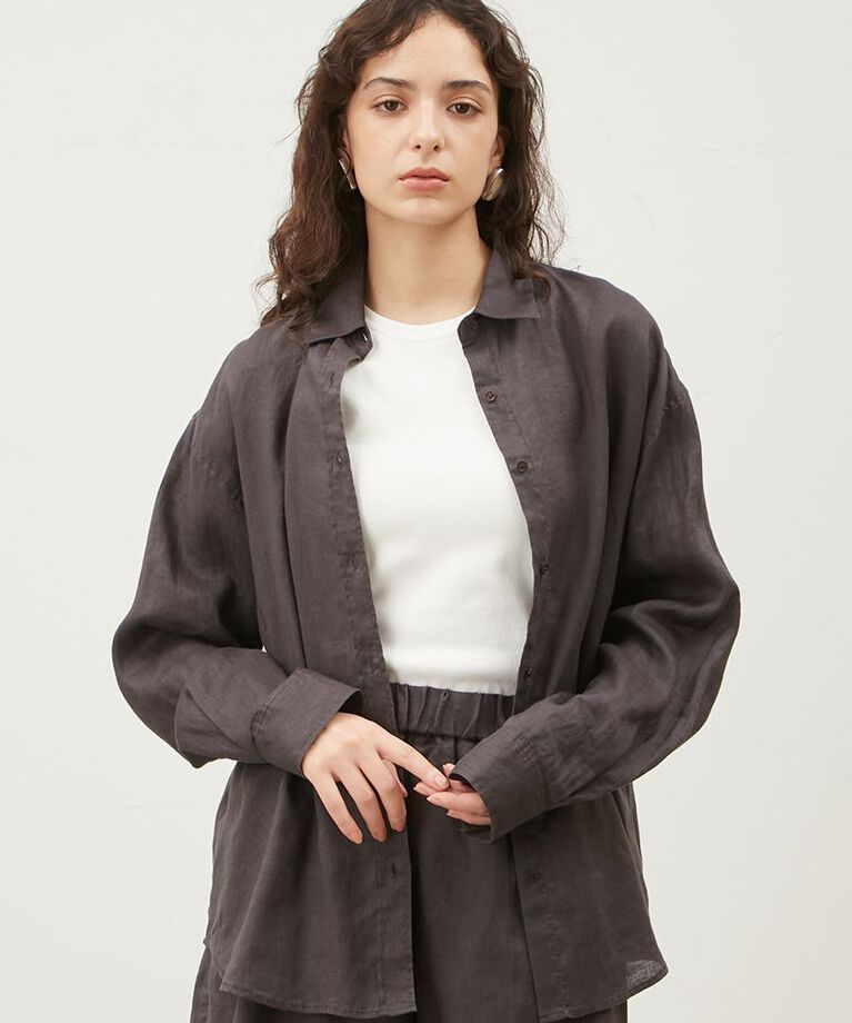 Mila Owen「【セットアップ対応】フレンチリネンオーバーサイズシャツ」|シャツ・ブラウス|