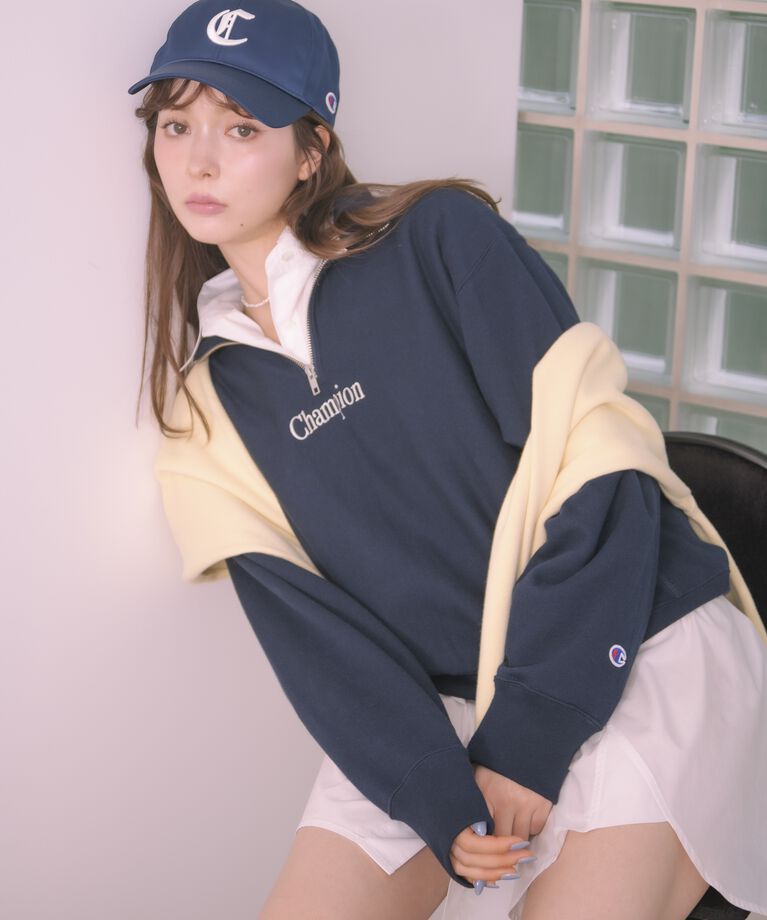 FRAY I.D「【Champion】リバースウィーブハーフジッププルオーバー」|スウェット・ジャージ|NVY