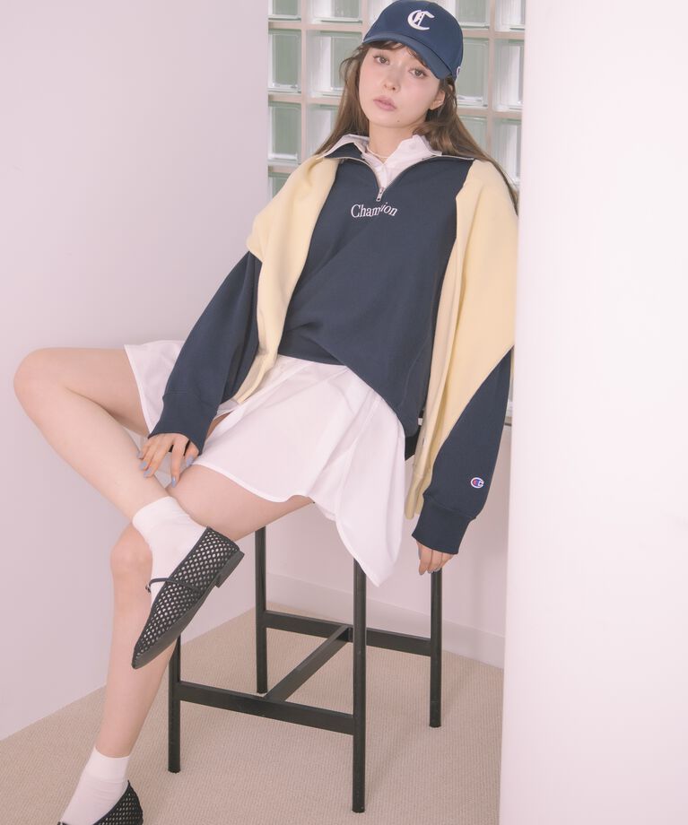 FRAY I.D「【Champion】リバースウィーブハーフジッププルオーバー」|スウェット・ジャージ|