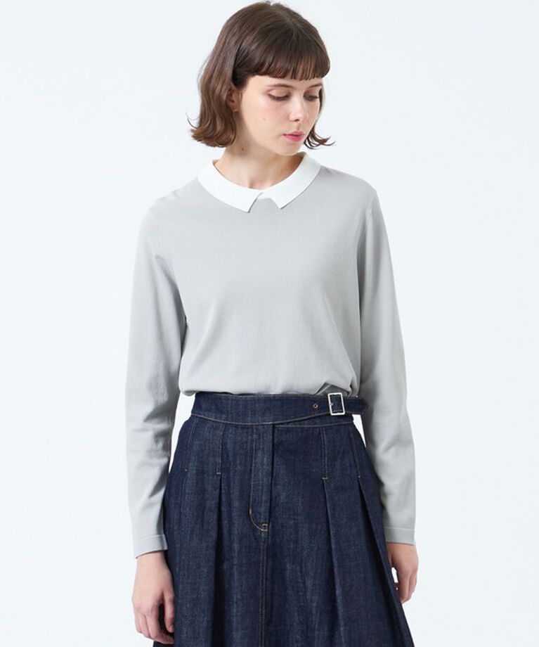 MACKINTOSH PHILOSOPHY「【Bicolor Knit Polo（バイカラーニットポロ）】」|ニット・セーター|グレー