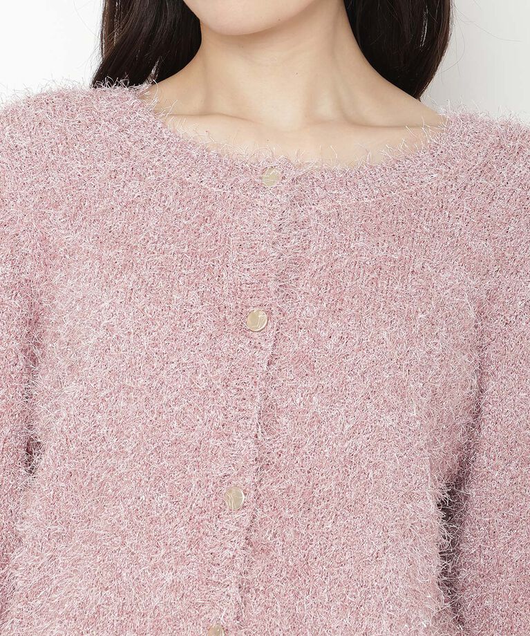 アンドクチュール「ラメフリンジフェザーカーディガン」|カーディガン|