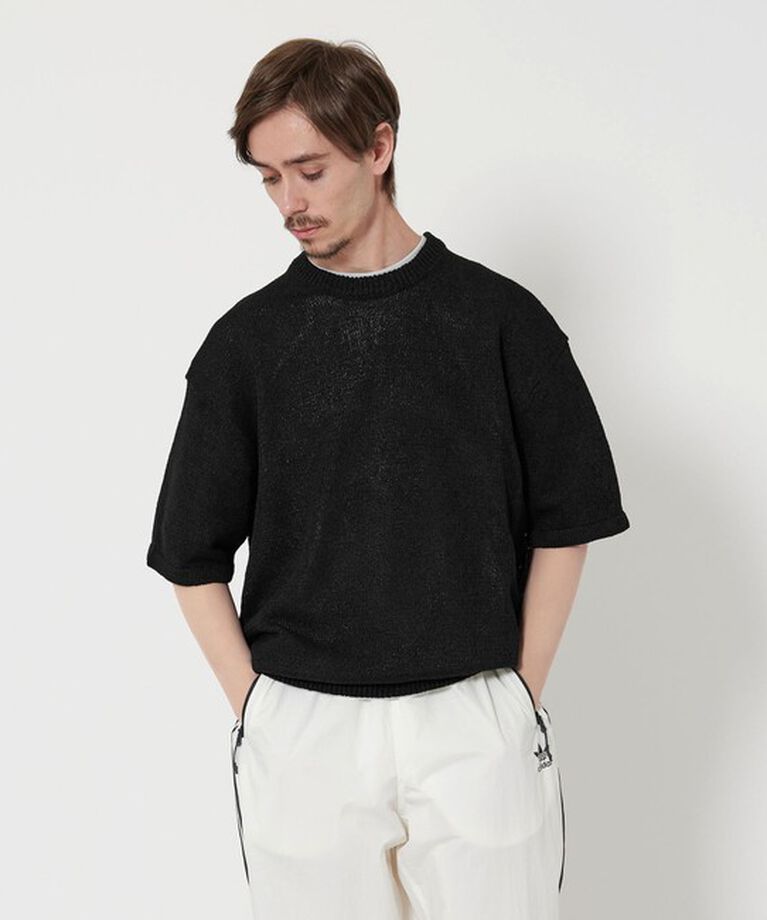 BEAUTY&YOUTH UNITED ARROWS「ペーパーヤーン クルーネック ショートスリーブ ニット」|ニット・セーター|