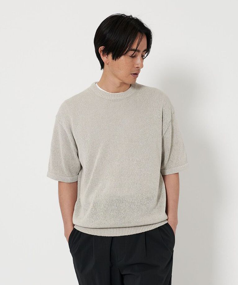 BEAUTY&YOUTH UNITED ARROWS「ペーパーヤーン クルーネック ショートスリーブ ニット」|ニット・セーター|
