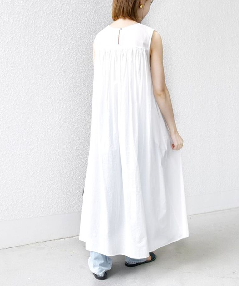 SHIPS for women「Fanaka:〈手洗い可能〉シャーリング ステッチ ロング ワンピース 」|ワンピース|