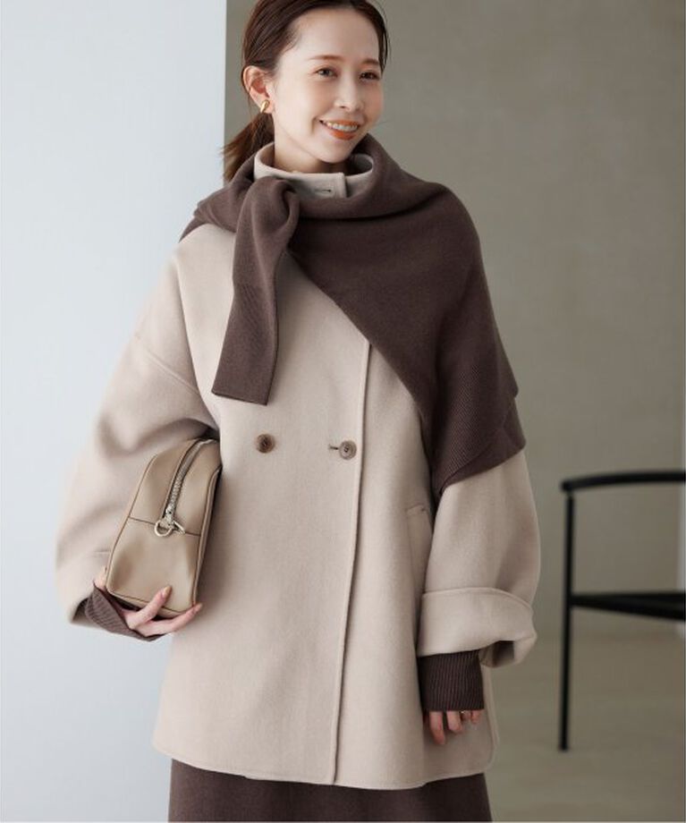 SLOBE IENA「souple woolダブルフェイススタンドコート」|その他|ベージュ