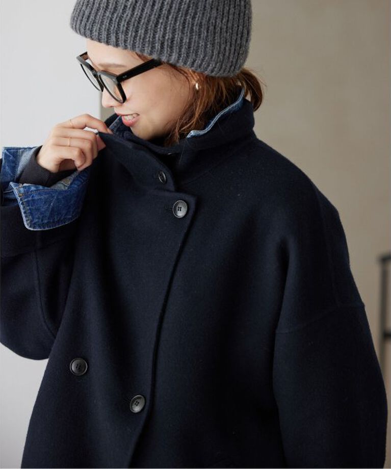 SLOBE IENA「souple woolダブルフェイススタンドコート」|その他|ネイビー