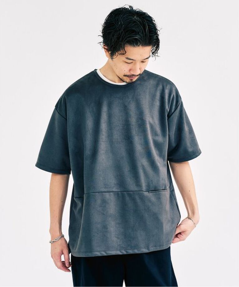 417 EDIFICE「フェイクスウェード Tシャツ」|Tシャツ・カットソー|グレー