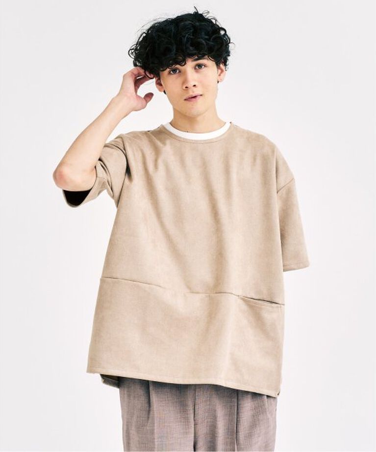 417 EDIFICE「フェイクスウェード Tシャツ」|Tシャツ・カットソー|ベージュ