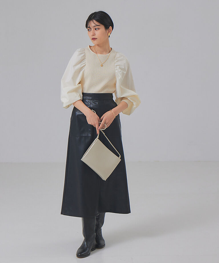 Rouge vif「ファブリックスリーブプルオーバー」|ニット・セーター|