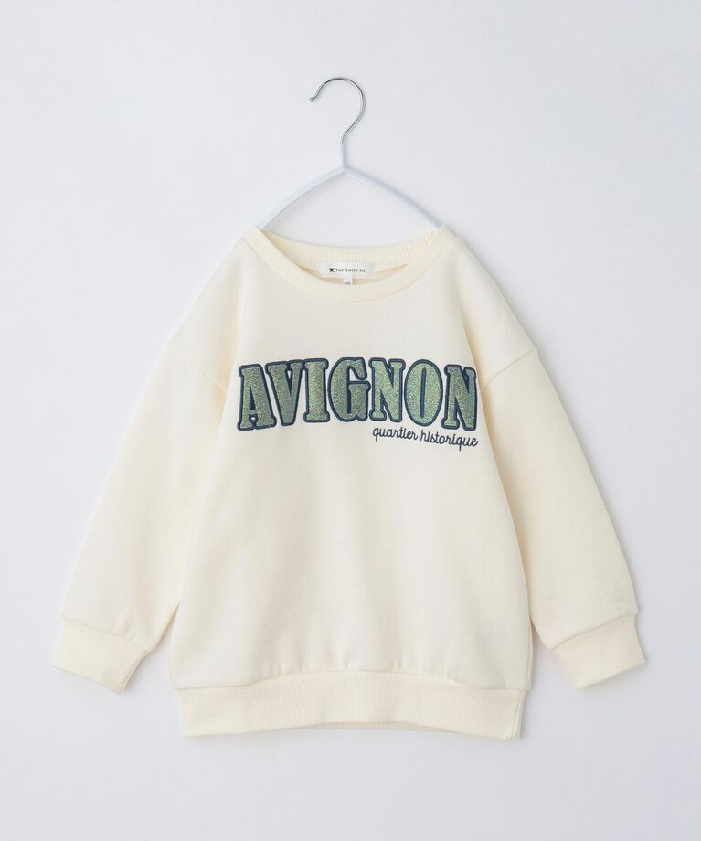 THE SHOP TK「【100－130/裏起毛】フラワー＆ラメロゴプルオーバー」|Tシャツ・カットソー|オフホワイト(003