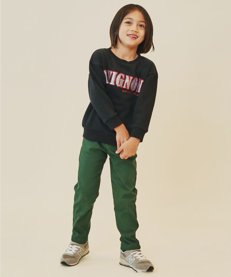 THE SHOP TK「【100－130/裏起毛】フラワー＆ラメロゴプルオーバー」|Tシャツ・カットソー|