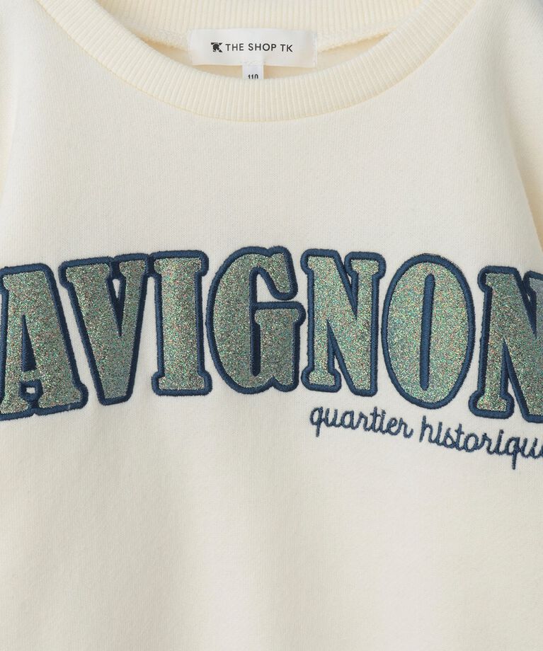 THE SHOP TK「【100－130/裏起毛】フラワー＆ラメロゴプルオーバー」|Tシャツ・カットソー|