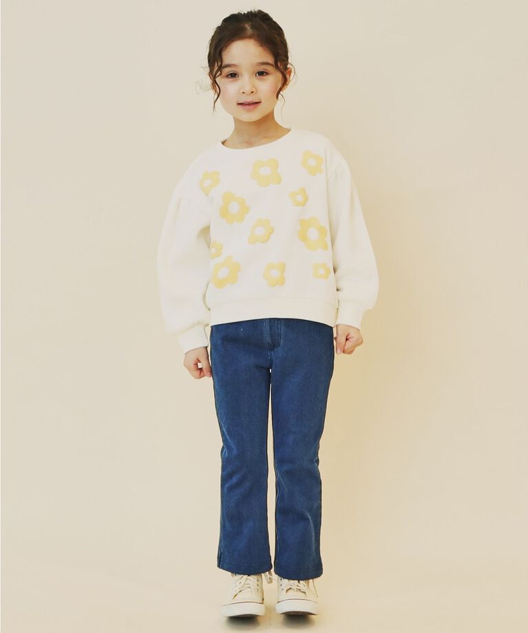 THE SHOP TK「【100－130/裏起毛】フラワー＆ラメロゴプルオーバー」|Tシャツ・カットソー|