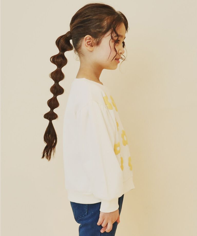 THE SHOP TK「【100－130/裏起毛】フラワー＆ラメロゴプルオーバー」|Tシャツ・カットソー|