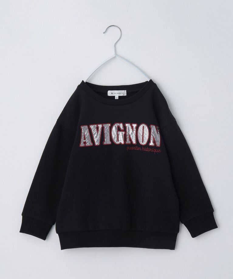 THE SHOP TK「【100－130/裏起毛】フラワー＆ラメロゴプルオーバー」|Tシャツ・カットソー|ブラック(019)