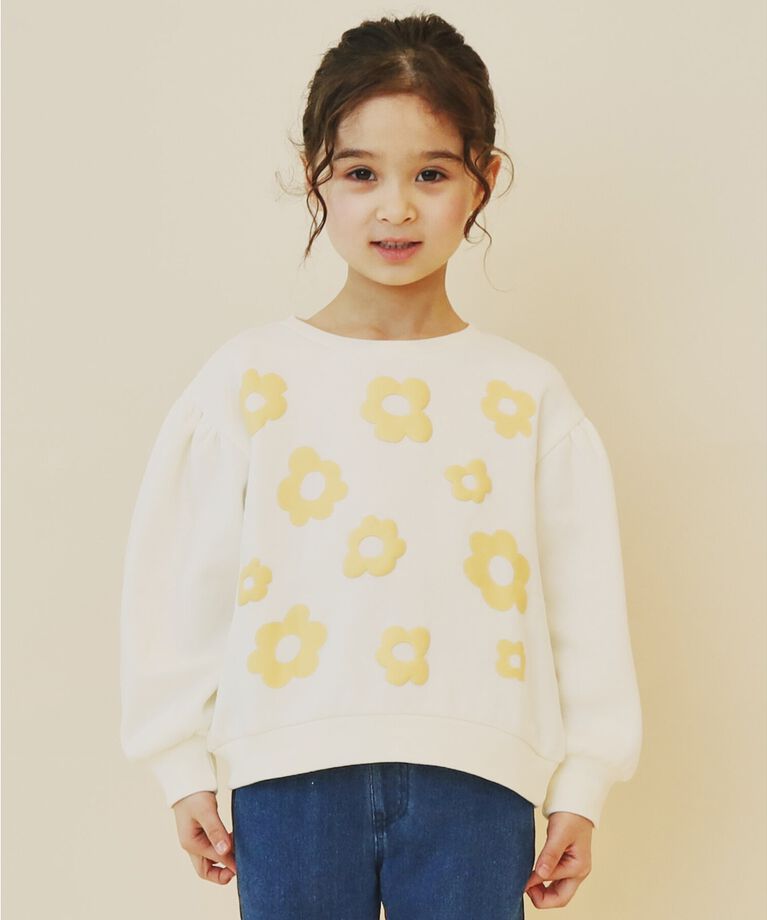 THE SHOP TK「【100－130/裏起毛】フラワー＆ラメロゴプルオーバー」|Tシャツ・カットソー|オフホワイト(103
