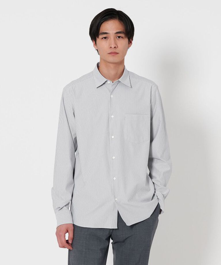 UNITED ARROWS「タイプライタージャージ ストライプ セミワイドカラー シャツ COMFORT EASY―MODEL―抗菌防臭―」|シャツ・ブラウス|