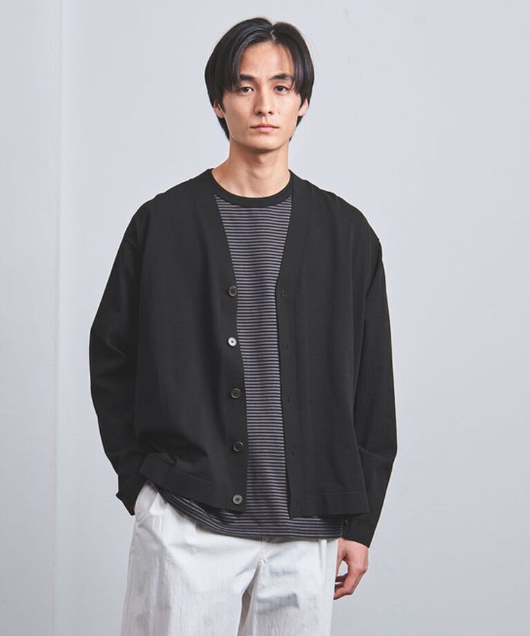 UNITED ARROWS「クレープ コットン カーディガン」|カーディガン|BLACK