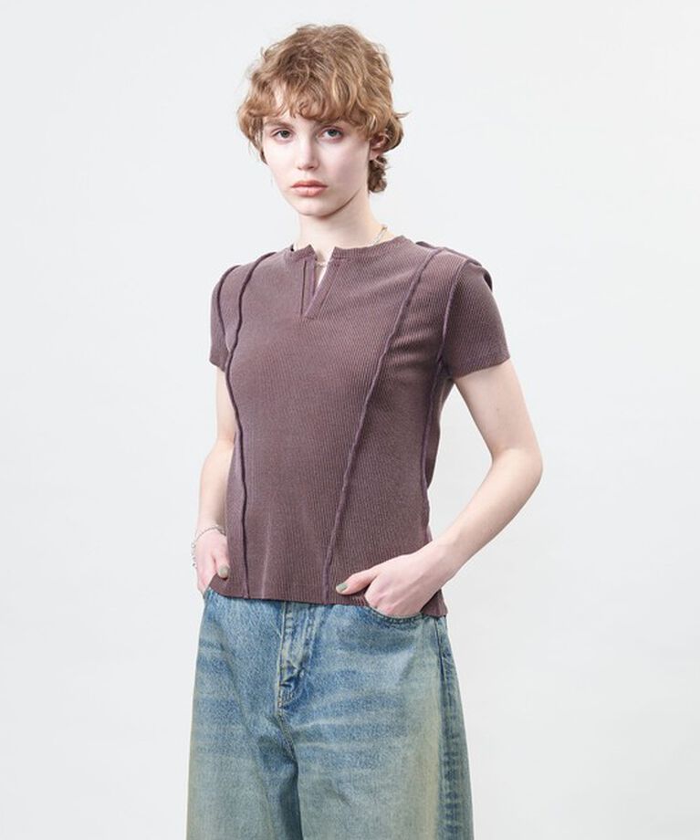 ASTRAET「＜ASTRAET＞リブ キーネック カットソー」|Tシャツ・カットソー|MD.BROWN