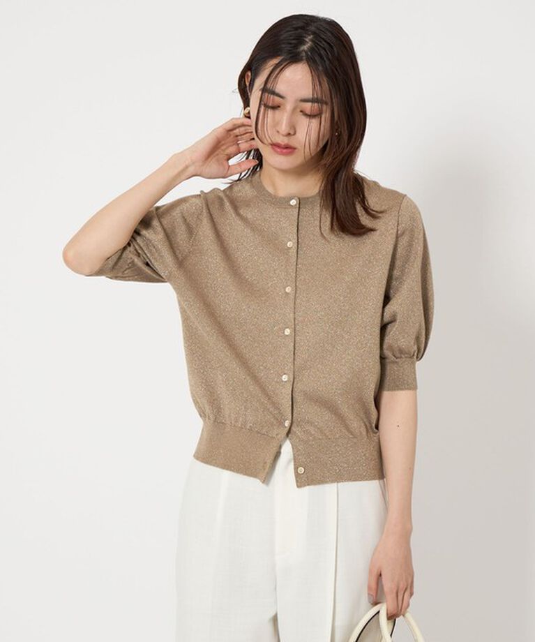 UNITED ARROWS green label relaxing「ラメ フォルム ショートスリーブ ニット カーディガン」|カーディガン|