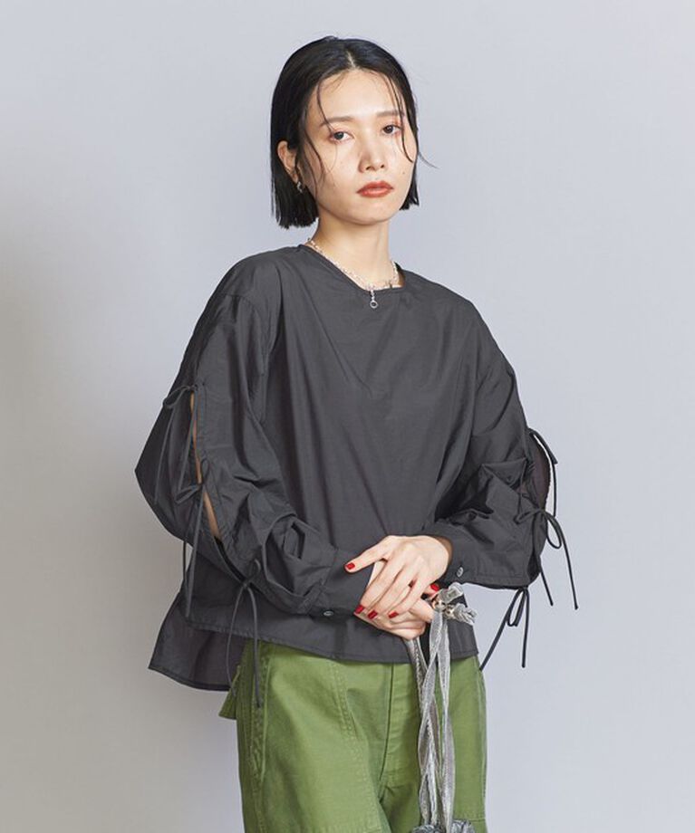 BEAUTY&YOUTH UNITED ARROWS「【WEB限定】ナイロンコットン リボンスリーブブラウス -ウォッシャブル-」|シャツ・ブラウス|