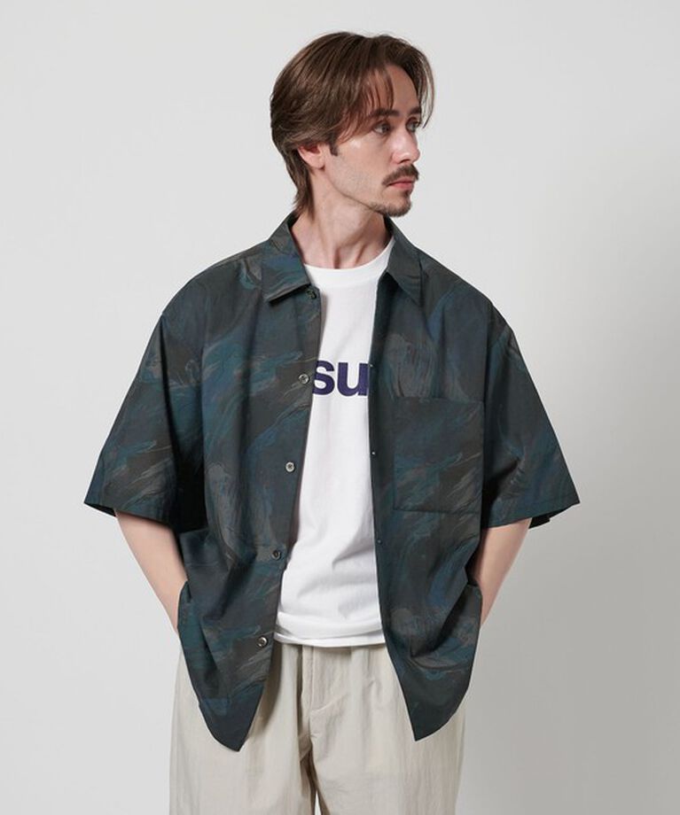 BEAUTY&YOUTH UNITED ARROWS「ロンシャン マーブルプリント キャンプカラー グランデシャツ」|シャツ・ブラウス|