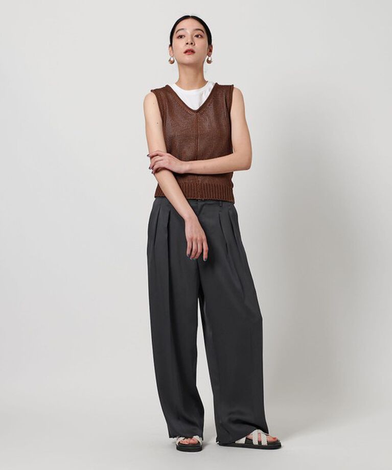 BEAUTY&YOUTH UNITED ARROWS「ポリエステルツイル カットアウト タックパンツ」|スラックス|