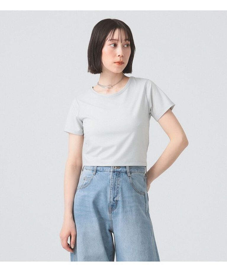 Ray BEAMS 「ラメ クロップド クルーネック Tシャツ」|Tシャツ・カットソー|WHITE
