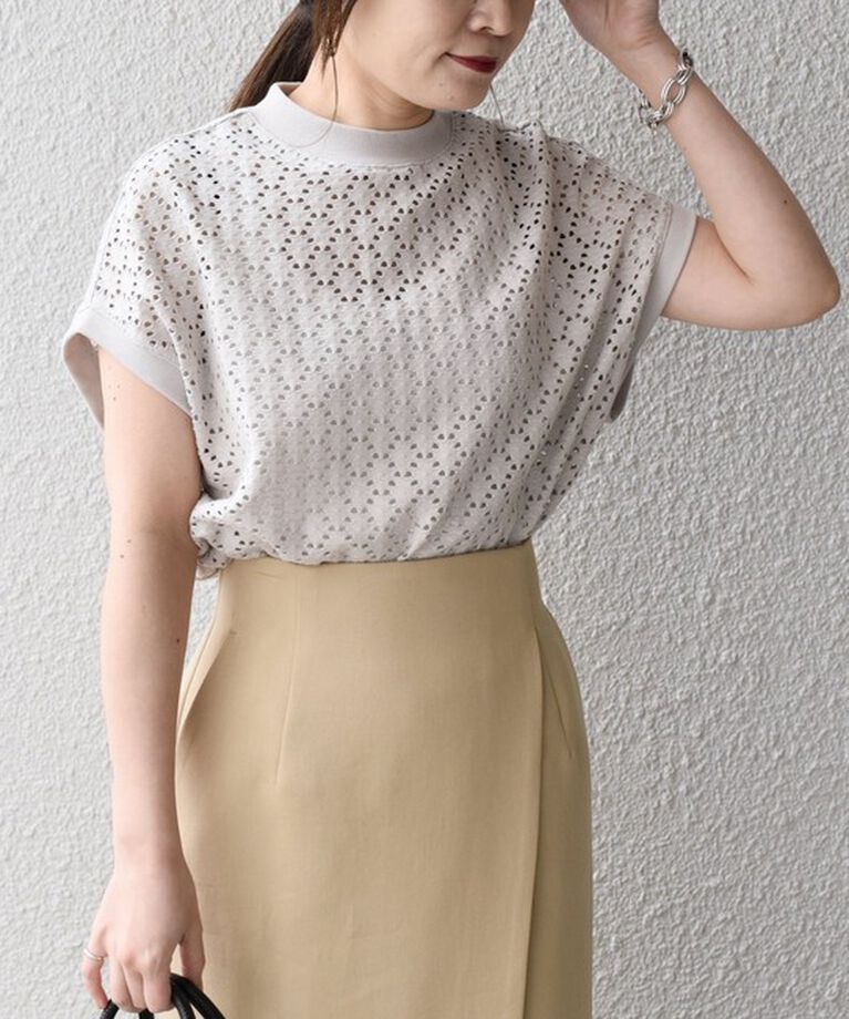 SHIPS for women「【WEB限定】〈手洗い可能〉アイレット クルーネック プルオーバー」|Tシャツ・カットソー|