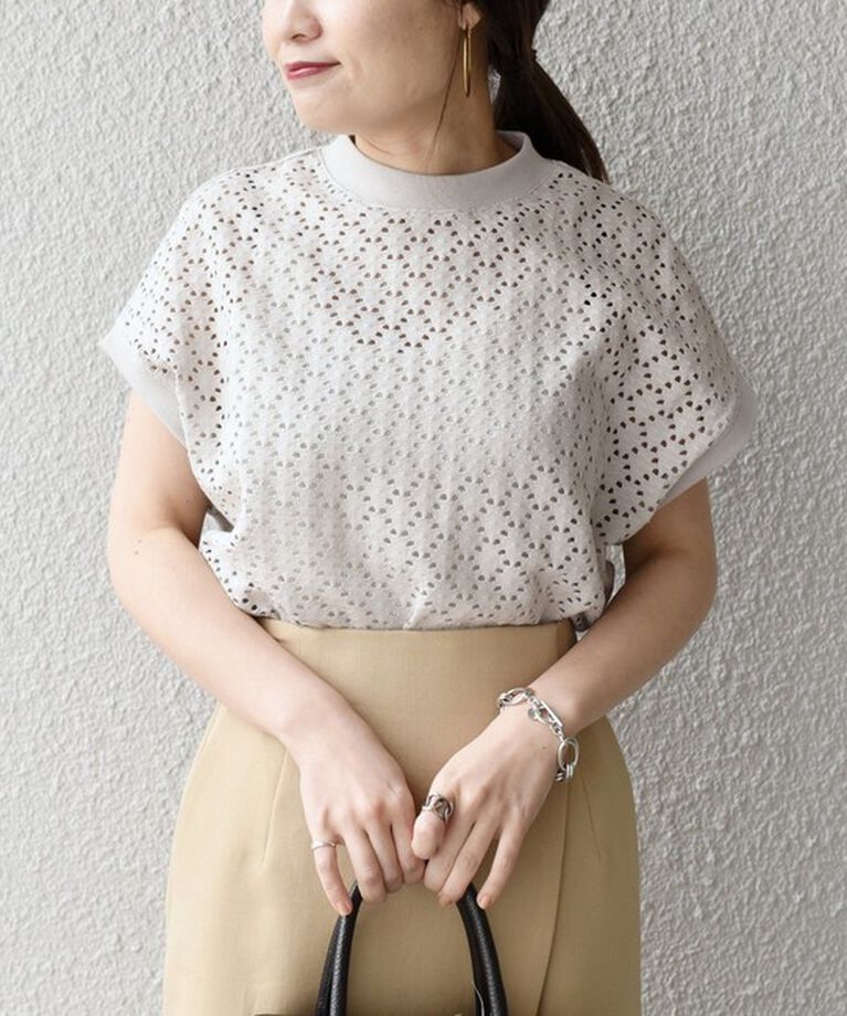 SHIPS for women「【WEB限定】〈手洗い可能〉アイレット クルーネック プルオーバー」|Tシャツ・カットソー|
