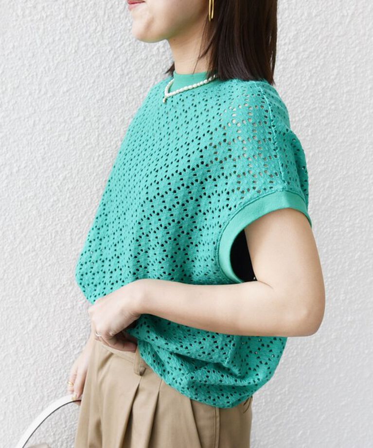 SHIPS for women「【WEB限定】〈手洗い可能〉アイレット クルーネック プルオーバー」|Tシャツ・カットソー|