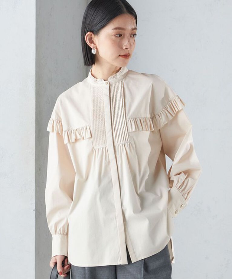 SHIPS for women「* 〈手洗い可能〉ブザム フリル シャツ 24SS ◇」|シャツ・ブラウス|